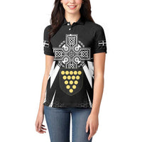 Cornwall Celtic Cross Women Polo Shirt Coat Of Arms With Celtic Pattern - Wonder Print Shop