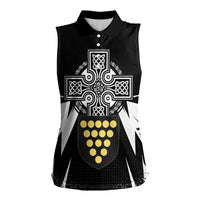 Cornwall Celtic Cross Women Sleeveless Polo Shirt Coat Of Arms With Celtic Pattern - Wonder Print Shop