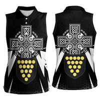 Cornwall Celtic Cross Women Sleeveless Polo Shirt Coat Of Arms With Celtic Pattern - Wonder Print Shop