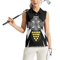 Cornwall Celtic Cross Women Sleeveless Polo Shirt Coat Of Arms With Celtic Pattern - Wonder Print Shop