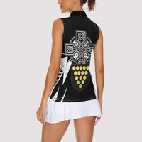 Cornwall Celtic Cross Women Sleeveless Polo Shirt Coat Of Arms With Celtic Pattern - Wonder Print Shop