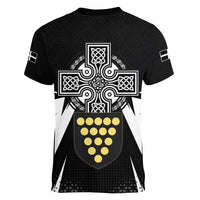 Cornwall Celtic Cross Women V-Neck T-Shirt Coat Of Arms With Celtic Pattern - Wonder Print Shop