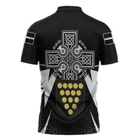 Cornwall Celtic Cross Zipper Polo Shirt Coat Of Arms With Celtic Pattern - Wonder Print Shop
