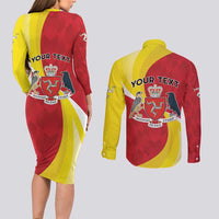 Personalized Isle of Man Couples Matching Long Sleeve Bodycon Dress and Long Sleeve Button Shirt Triskele Ny Tree Cassyn - Wonder Print Shop
