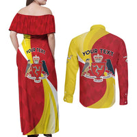 Personalized Isle of Man Couples Matching Off Shoulder Maxi Dress and Long Sleeve Button Shirt Triskele Ny Tree Cassyn - Wonder Print Shop