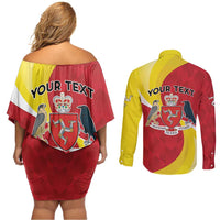 Personalized Isle of Man Couples Matching Off Shoulder Short Dress and Long Sleeve Button Shirt Triskele Ny Tree Cassyn - Wonder Print Shop