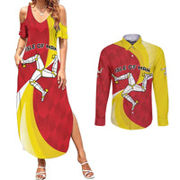 Personalized Isle of Man Couples Matching Summer Maxi Dress and Long Sleeve Button Shirt Triskele Ny Tree Cassyn - Wonder Print Shop