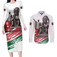 Kenya Mashujaa Day Couples Matching Long Sleeve Bodycon Dress and Long Sleeve Button Shirt Kenyan Heroes - Wonder Print Shop