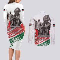 Kenya Mashujaa Day Couples Matching Long Sleeve Bodycon Dress and Long Sleeve Button Shirt Kenyan Heroes - Wonder Print Shop