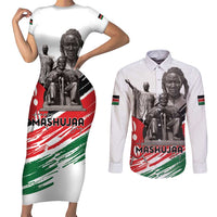 Kenya Mashujaa Day Couples Matching Short Sleeve Bodycon Dress and Long Sleeve Button Shirt Kenyan Heroes - Wonder Print Shop