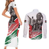 Kenya Mashujaa Day Couples Matching Short Sleeve Bodycon Dress and Long Sleeve Button Shirt Kenyan Heroes - Wonder Print Shop
