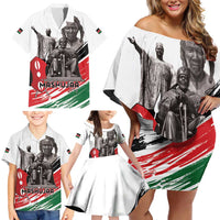 Kenya Mashujaa Day Family Matching Off Shoulder Short Dress and Hawaiian Shirt Kenyan Heroes - Wonder Print Shop