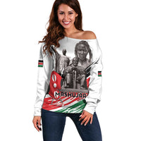 Kenya Mashujaa Day Off Shoulder Sweater Kenyan Heroes - Wonder Print Shop
