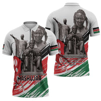 Kenya Mashujaa Day Zipper Polo Shirt Kenyan Heroes - Wonder Print Shop