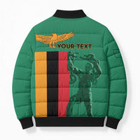 Personalized Zambia Independence Day Bomber Puffer Jacket Lusaka Freedom Statue - Wonder Print Shop