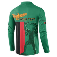 Personalized Zambia Independence Day Button Sweatshirt Lusaka Freedom Statue - Wonder Print Shop