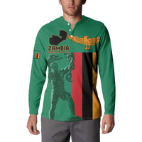 Personalized Zambia Independence Day Button Sweatshirt Lusaka Freedom Statue - Wonder Print Shop