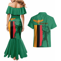 Personalized Zambia Independence Day Couples Matching Mermaid Dress and Hawaiian Shirt Lusaka Freedom Statue - Wonder Print Shop