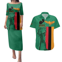 Personalized Zambia Independence Day Couples Matching Puletasi and Hawaiian Shirt Lusaka Freedom Statue - Wonder Print Shop
