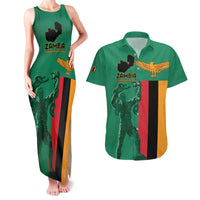 Personalized Zambia Independence Day Couples Matching Tank Maxi Dress and Hawaiian Shirt Lusaka Freedom Statue - Wonder Print Shop