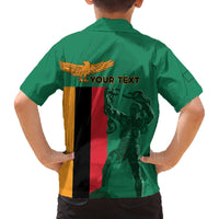 Personalized Zambia Independence Day Family Matching Off The Shoulder Long Sleeve Dress and Hawaiian Shirt Lusaka Freedom Statue - Wonder Print Shop