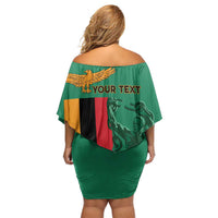 Personalized Zambia Independence Day Family Matching Off Shoulder Short Dress and Hawaiian Shirt Lusaka Freedom Statue - Wonder Print Shop