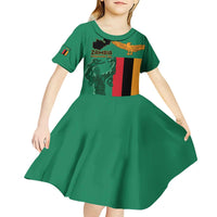 Personalized Zambia Independence Day Kid Short Sleeve Dress Lusaka Freedom Statue - Wonder Print Shop