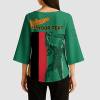 Personalized Zambia Independence Day Kimono Sleeve Blouse Lusaka Freedom Statue - Wonder Print Shop