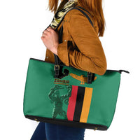 Zambia Independence Day Leather Tote Bag Lusaka Freedom Statue - Wonder Print Shop