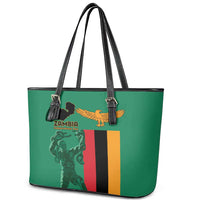 Zambia Independence Day Leather Tote Bag Lusaka Freedom Statue - Wonder Print Shop
