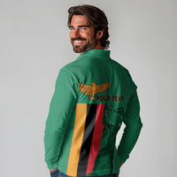 Personalized Zambia Independence Day Long Sleeve Polo Shirt Lusaka Freedom Statue - Wonder Print Shop