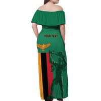 Personalized Zambia Independence Day Off Shoulder Maxi Dress Lusaka Freedom Statue - Wonder Print Shop