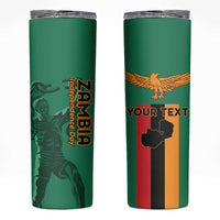 Personalized Zambia Independence Day Skinny Tumbler Lusaka Freedom Statue - Wonder Print Shop