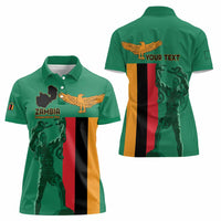 Personalized Zambia Independence Day Women Polo Shirt Lusaka Freedom Statue - Wonder Print Shop