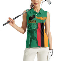 Personalized Zambia Independence Day Women Sleeveless Polo Shirt Lusaka Freedom Statue - Wonder Print Shop