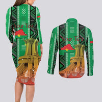 Personalized Burkina Faso Martyrs Day Couples Matching Long Sleeve Bodycon Dress and Long Sleeve Button Shirt Monument des Heros Nationaux - Wonder Print Shop
