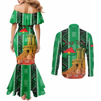 Personalized Burkina Faso Martyrs Day Couples Matching Mermaid Dress and Long Sleeve Button Shirt Monument des Heros Nationaux - Wonder Print Shop