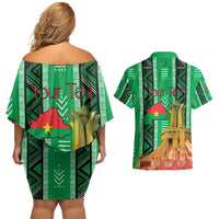 Personalized Burkina Faso Martyrs Day Couples Matching Off Shoulder Short Dress and Hawaiian Shirt Monument des Heros Nationaux - Wonder Print Shop