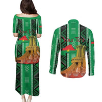 Personalized Burkina Faso Martyrs Day Couples Matching Puletasi and Long Sleeve Button Shirt Monument des Heros Nationaux - Wonder Print Shop