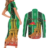 Personalized Burkina Faso Martyrs Day Couples Matching Short Sleeve Bodycon Dress and Long Sleeve Button Shirt Monument des Heros Nationaux - Wonder Print Shop