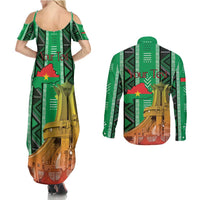 Personalized Burkina Faso Martyrs Day Couples Matching Summer Maxi Dress and Long Sleeve Button Shirt Monument des Heros Nationaux - Wonder Print Shop