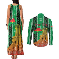 Personalized Burkina Faso Martyrs Day Couples Matching Tank Maxi Dress and Long Sleeve Button Shirt Monument des Heros Nationaux - Wonder Print Shop