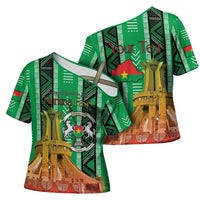 Personalized Burkina Faso Martyrs Day Cross Shoulder Shirt Monument des Heros Nationaux - Wonder Print Shop
