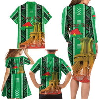 Personalized Burkina Faso Martyrs Day Family Matching Long Sleeve Bodycon Dress and Hawaiian Shirt Monument des Heros Nationaux - Wonder Print Shop