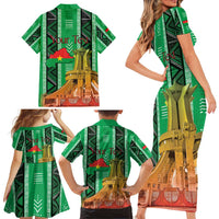 Personalized Burkina Faso Martyrs Day Family Matching Short Sleeve Bodycon Dress and Hawaiian Shirt Monument des Heros Nationaux - Wonder Print Shop