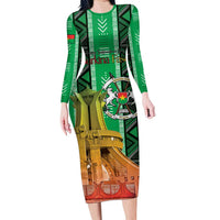 Personalized Burkina Faso Martyrs Day Long Sleeve Bodycon Dress Monument des Heros Nationaux - Wonder Print Shop