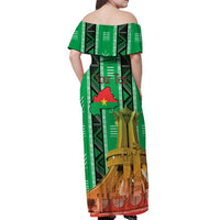 Personalized Burkina Faso Martyrs Day Off Shoulder Maxi Dress Monument des Heros Nationaux - Wonder Print Shop