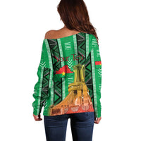 Personalized Burkina Faso Martyrs Day Off Shoulder Sweater Monument des Heros Nationaux - Wonder Print Shop