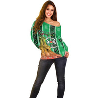 Personalized Burkina Faso Martyrs Day Off Shoulder Sweater Monument des Heros Nationaux - Wonder Print Shop