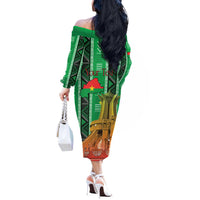 Personalized Burkina Faso Martyrs Day Off The Shoulder Long Sleeve Dress Monument des Heros Nationaux - Wonder Print Shop